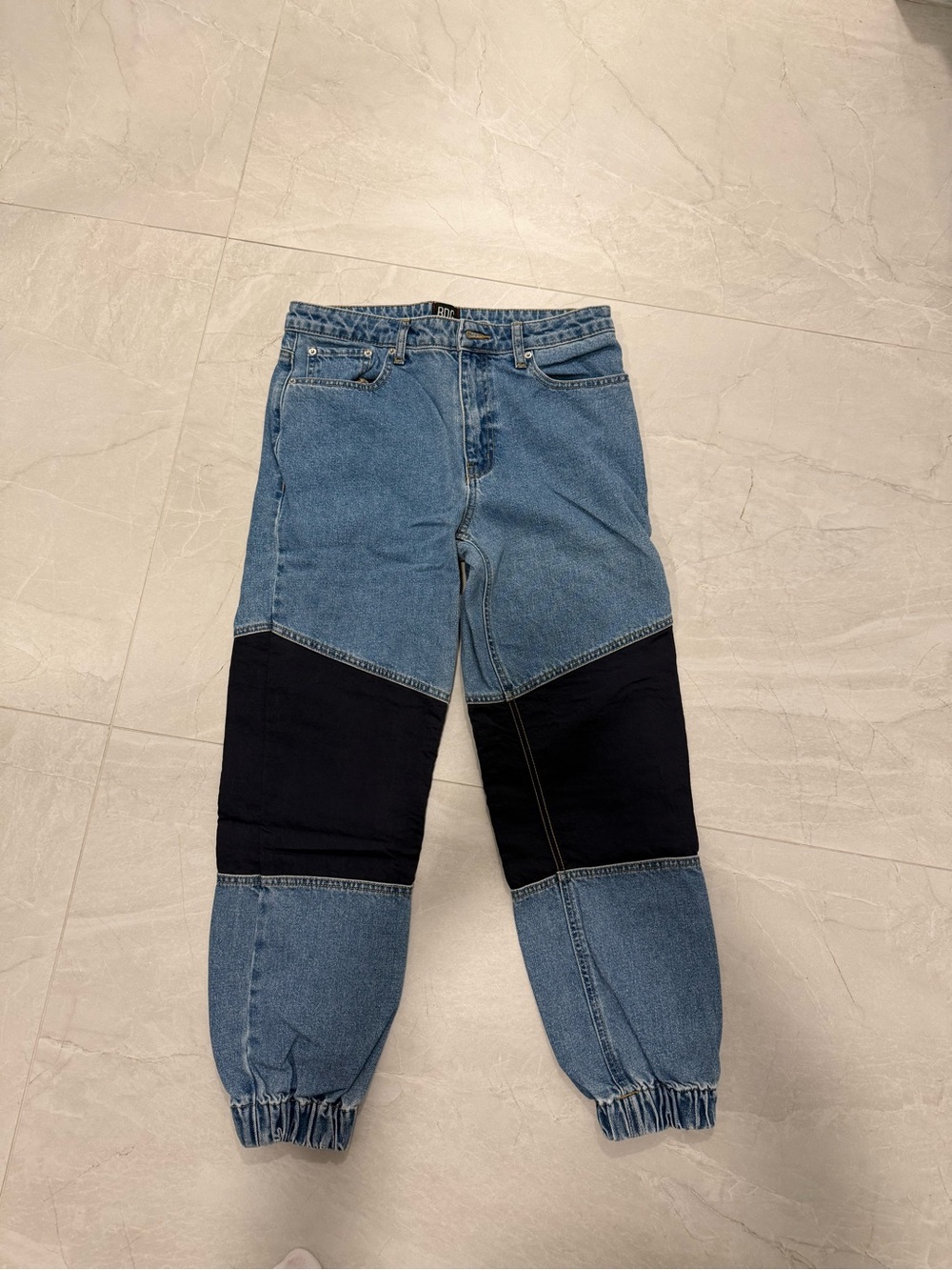 BDG Two-Tone Relaxed Denim Joggers - Blue & Navy